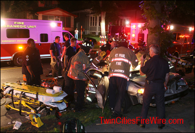 St. Paul firefighters, Vehicle extrication, Smith Avenue, St. Paul, Minnesota, Twin Cities Fire Wire